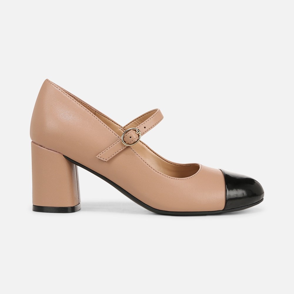 Naturalizer Lovable Mary Jane - Taupe / Black Faux Leather Naturalizer Lovable Mary Jane - Taupe / Black Faux Leather