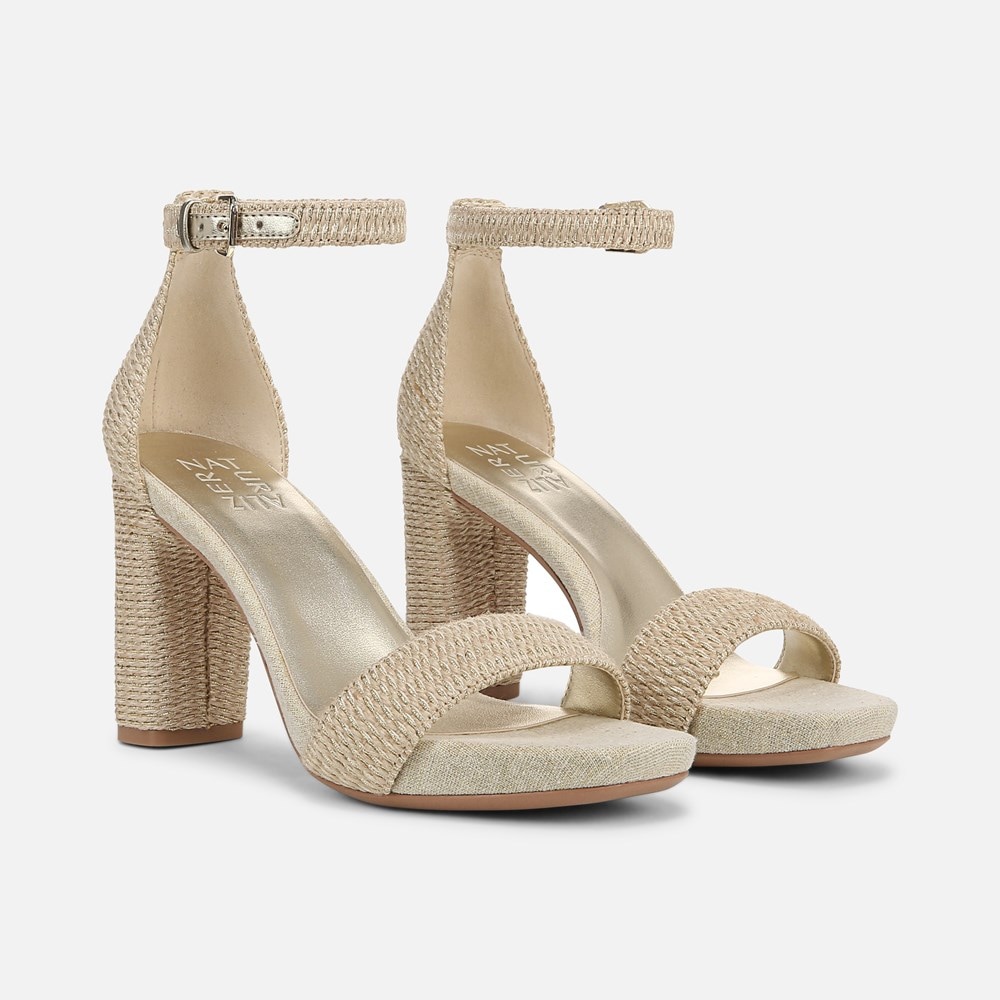 Naturalizer Joy Dress Sandal - Natural Gold Woven Fabric