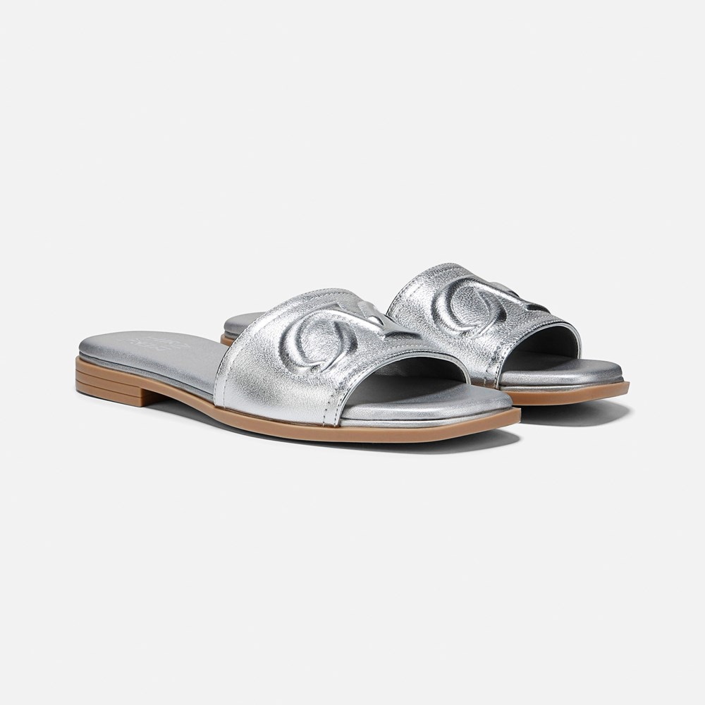 Naturalizer Genevieve Slide Sandal - Silver Leather Naturalizer Genevieve Slide Sandal - Silver Leather
