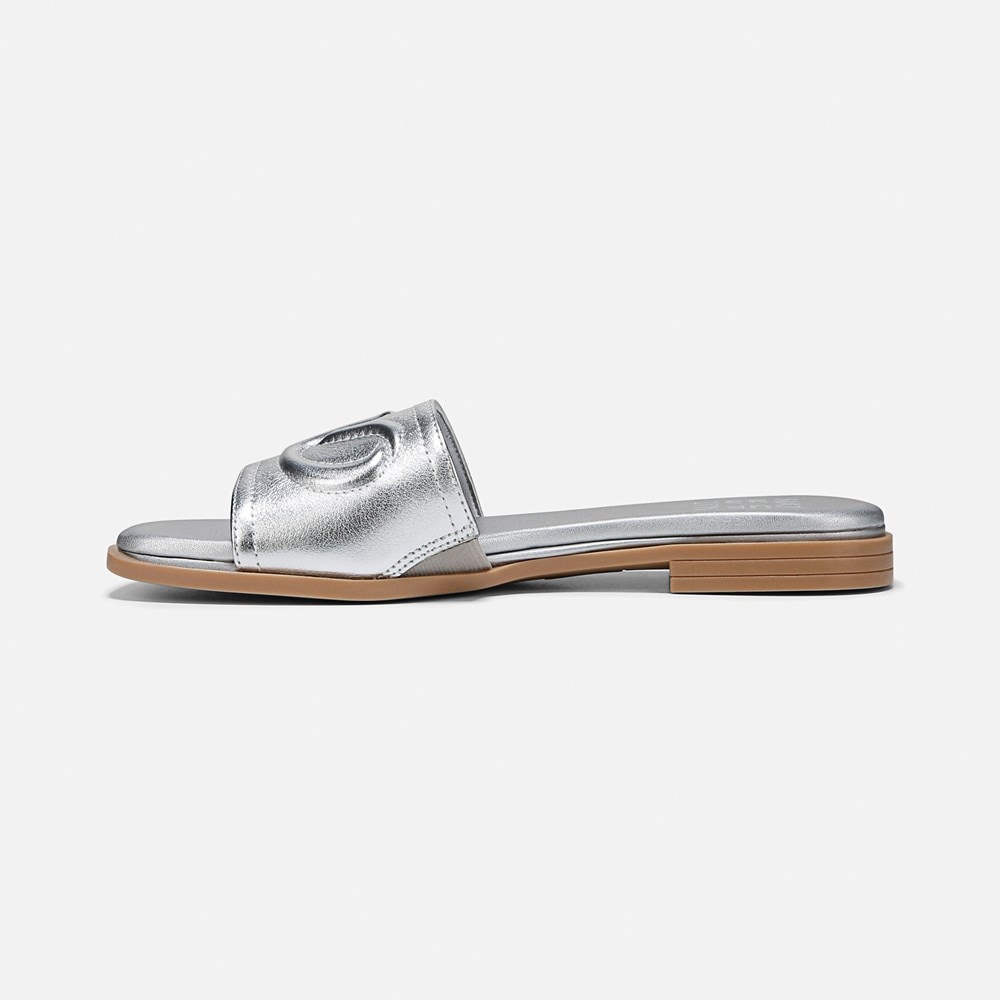 Naturalizer Genevieve Slide Sandal - Silver Leather Naturalizer Genevieve Slide Sandal - Silver Leather