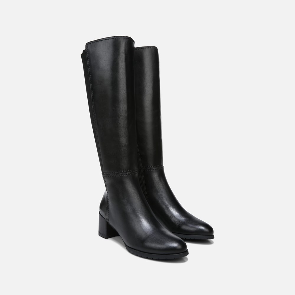 Naturalizer Brent Weatherproof Wide Calf Knee High Boot - BLACK LEATHER