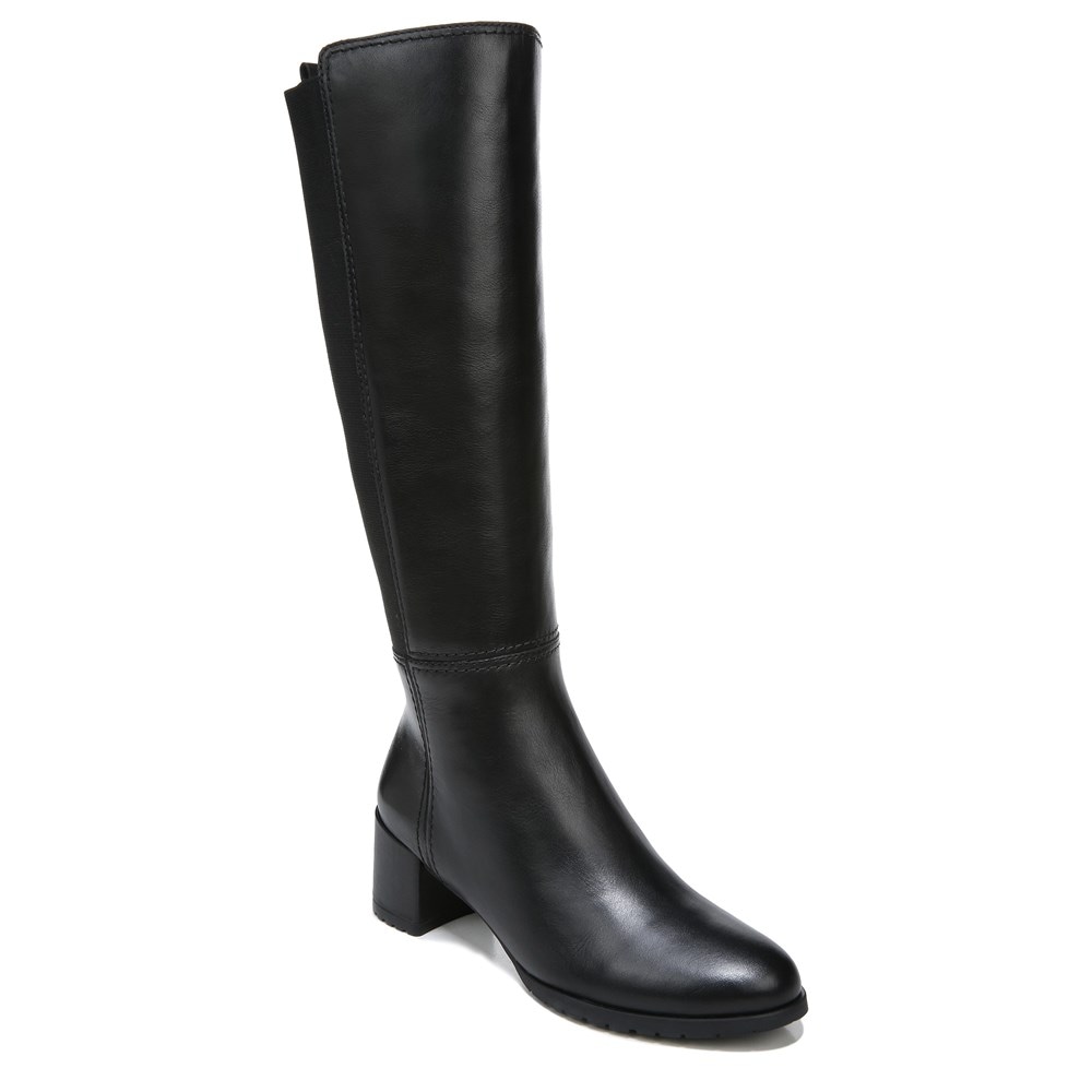 Naturalizer Brent Weatherproof Wide Calf Knee High Boot - BLACK LEATHER Naturalizer Brent Weatherproof Wide Calf Knee High Boot - BLACK LEATHER