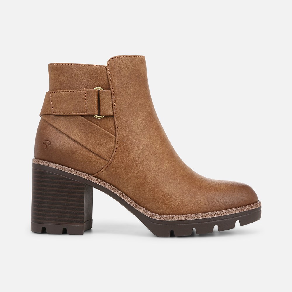 Naturalizer Madalynn Strap Bootie - Chestnut Brown Faux Leather