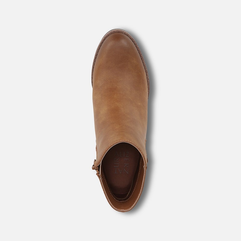 Naturalizer Madalynn Strap Bootie - Chestnut Brown Faux Leather