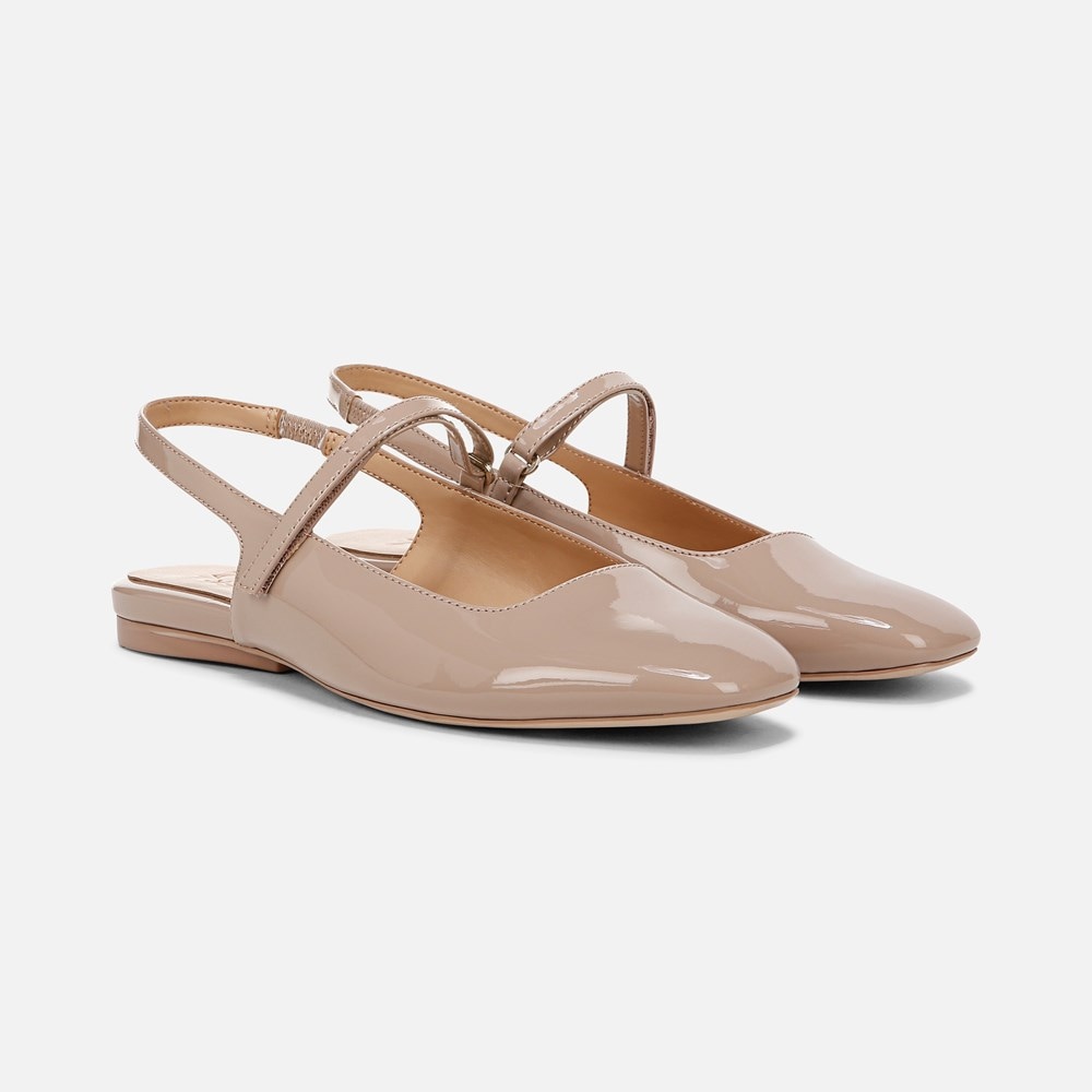 Naturalizer Connie Mary Jane Slingback Flat - Warm Taupe Patent Faux Leather