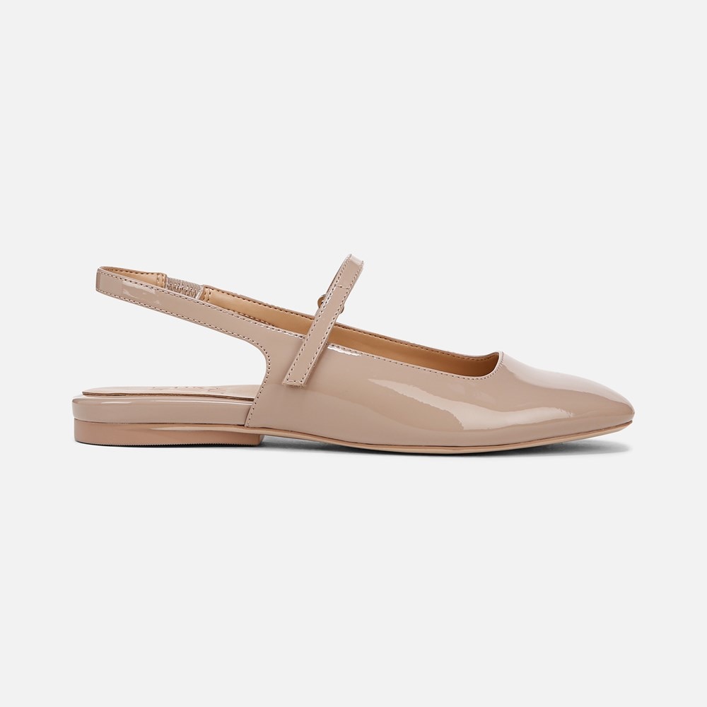 Naturalizer Connie Mary Jane Slingback Flat - Warm Taupe Patent Faux Leather Naturalizer Connie Mary Jane Slingback Flat - Warm Taupe Patent Faux Leather