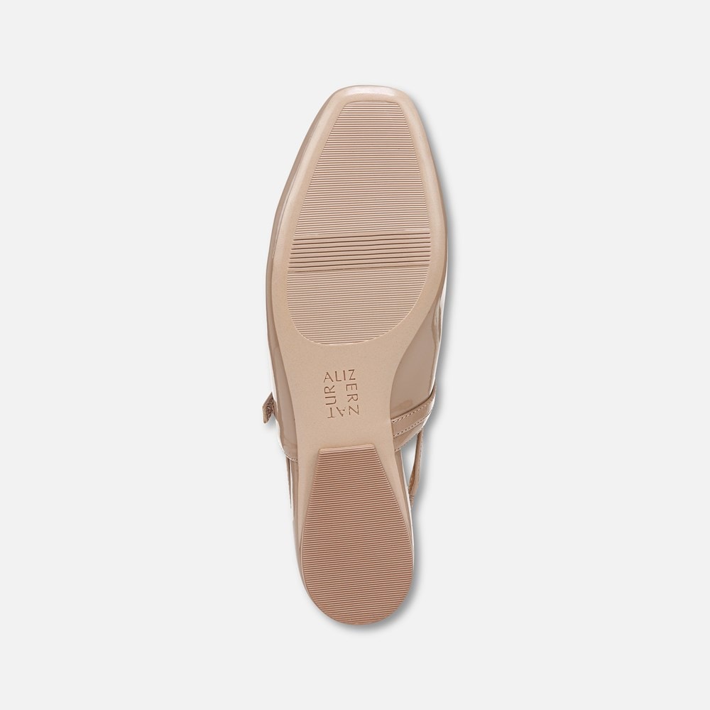 Naturalizer Connie Mary Jane Slingback Flat - Warm Taupe Patent Faux Leather Naturalizer Connie Mary Jane Slingback Flat - Warm Taupe Patent Faux Leather