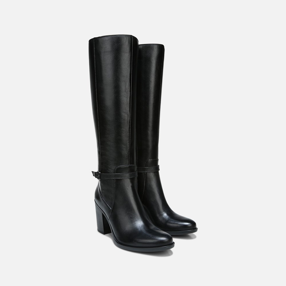 Naturalizer Kalina Wide Calf Knee High Boot - Black Leather