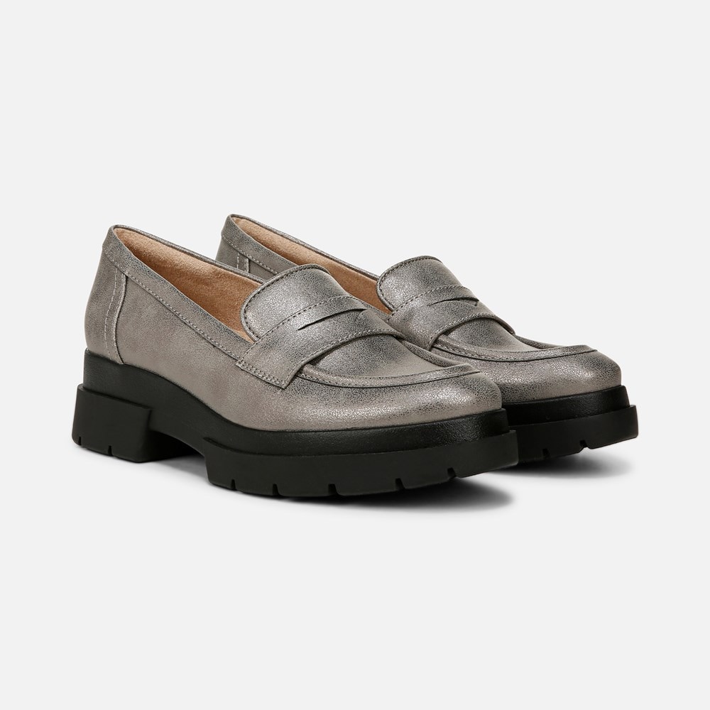 Naturalizer SOUL Ophelia Lug Sole Loafer - Pewter Faux Leather