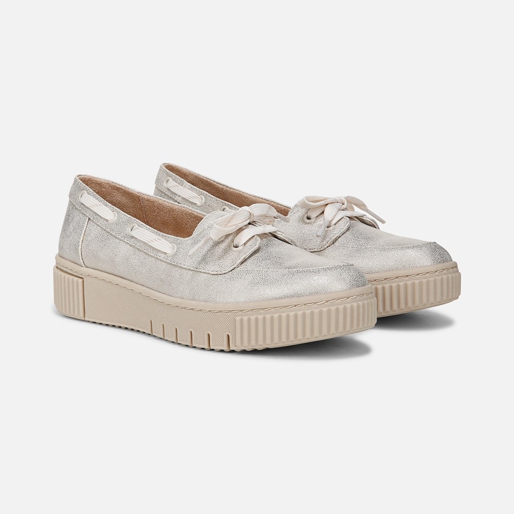 Naturalizer SOUL Tia Boat Shoe - Light Gold Metallic Faux Leather