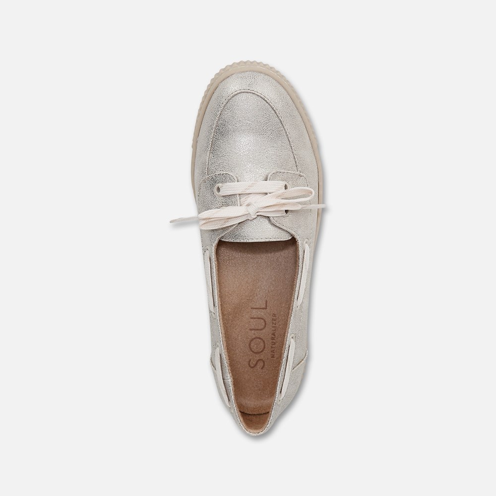 Naturalizer SOUL Tia Boat Shoe - Light Gold Metallic Faux Leather Naturalizer SOUL Tia Boat Shoe - Light Gold Metallic Faux Leather