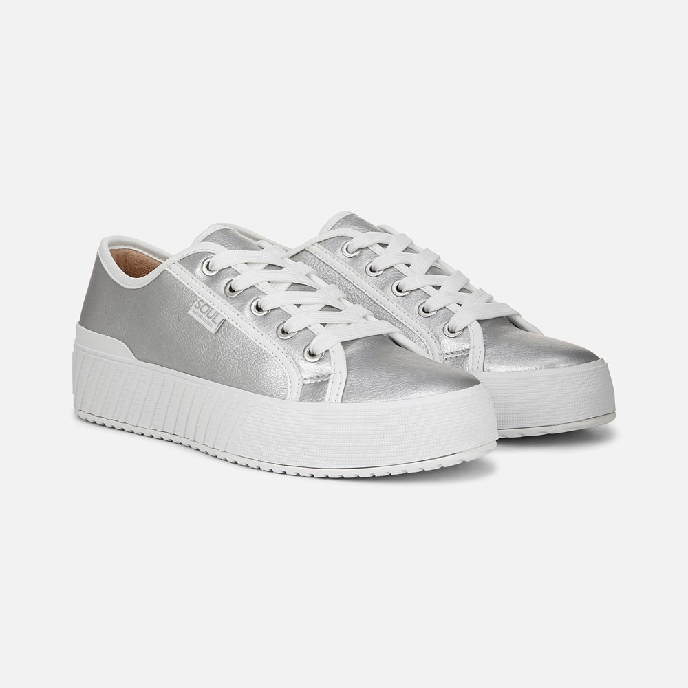 Naturalizer SOUL Iliana Lace Up Sneaker - Silver Faux Leather