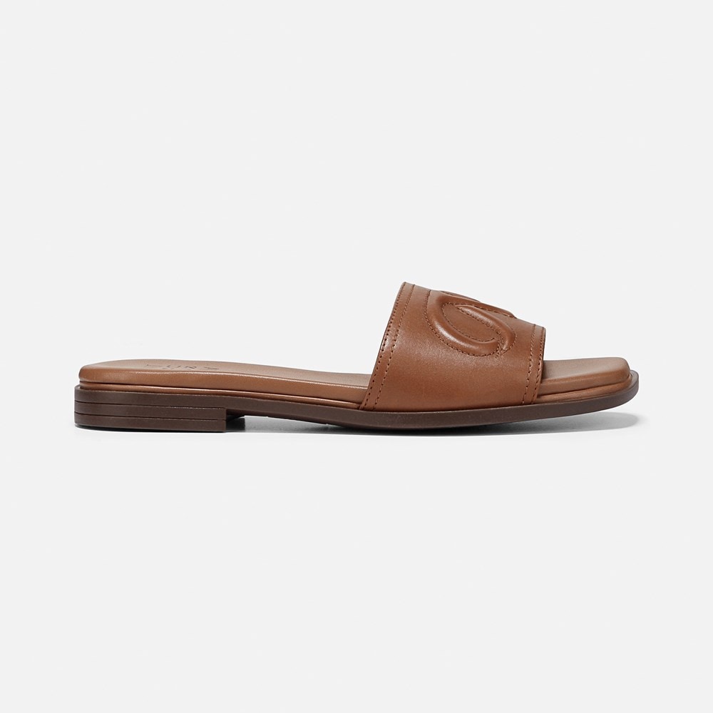 Naturalizer Genevieve Slide Sandal - English Tea Brown Leather Naturalizer Genevieve Slide Sandal - English Tea Brown Leather