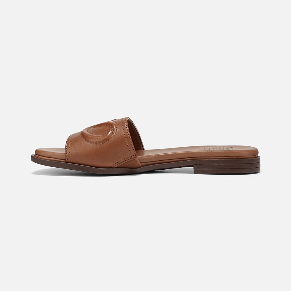 Naturalizer Genevieve Slide Sandal - English Tea Brown Leather Naturalizer Genevieve Slide Sandal - English Tea Brown Leather