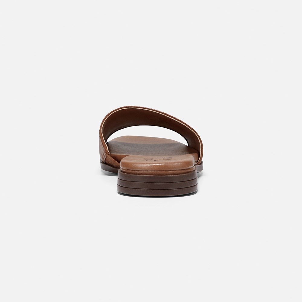 Naturalizer Genevieve Slide Sandal - English Tea Brown Leather Naturalizer Genevieve Slide Sandal - English Tea Brown Leather