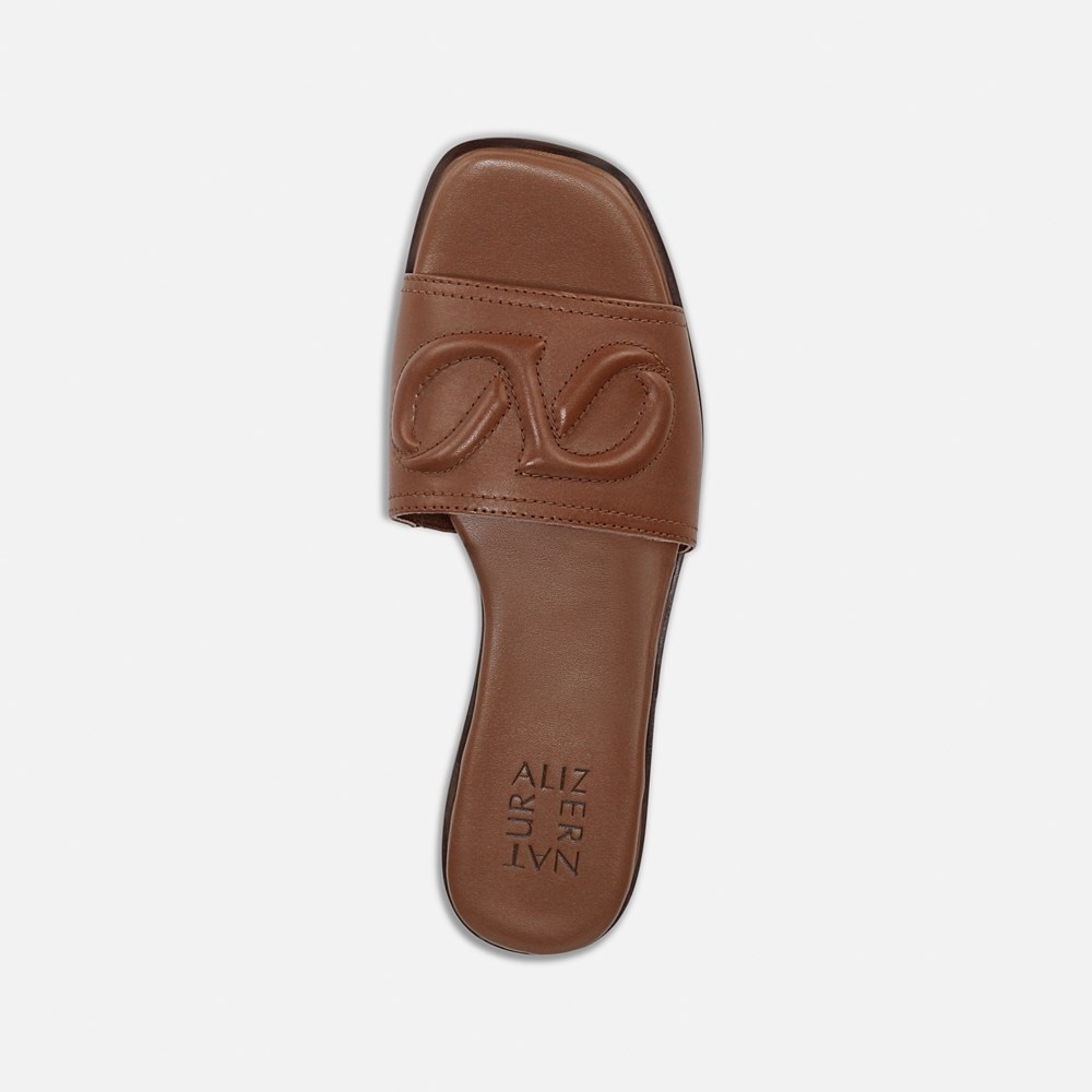 Naturalizer Genevieve Slide Sandal - English Tea Brown Leather Naturalizer Genevieve Slide Sandal - English Tea Brown Leather