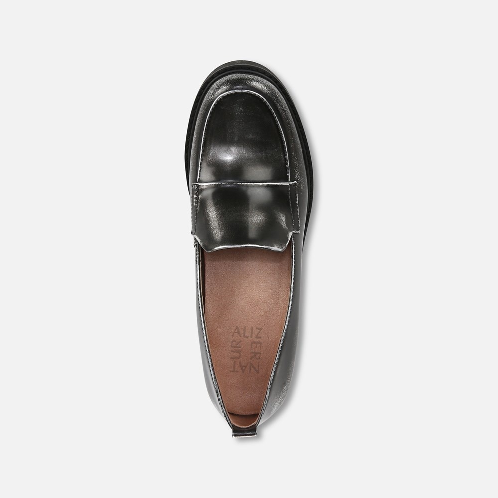 Naturalizer Darry Lug Sole Loafer - Black / Silver Leather Naturalizer Darry Lug Sole Loafer - Black / Silver Leather