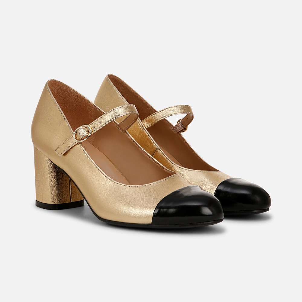 Naturalizer Lovable Mary Jane - Dark Gold / Black Faux Leather