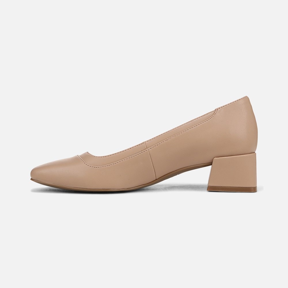 Naturalizer Huntley Block Heel Pump - Crème Brulee Faux Leather