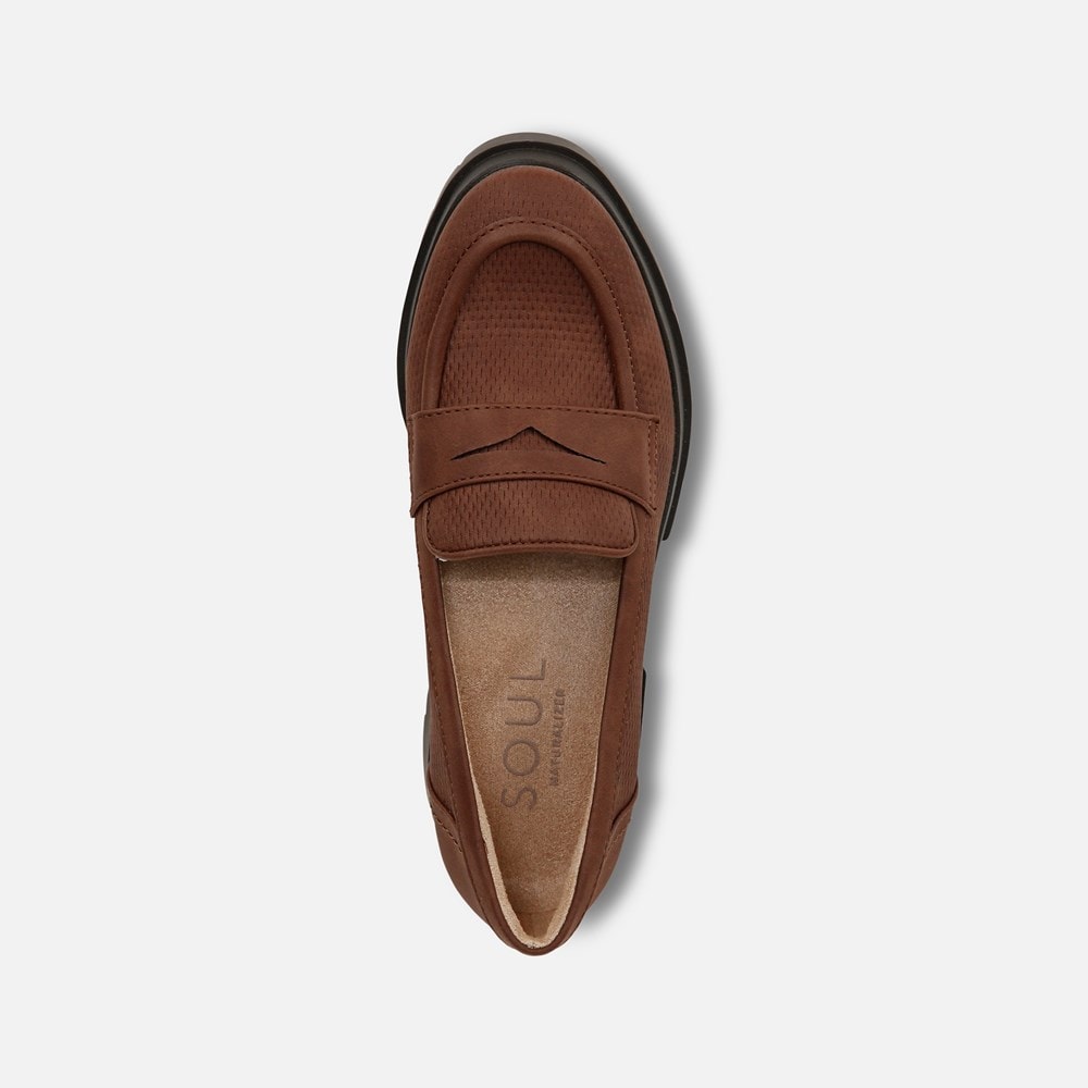 Naturalizer SOUL Ophelia Lug Sole Loafer - Cappuccino Brown Faux Leather