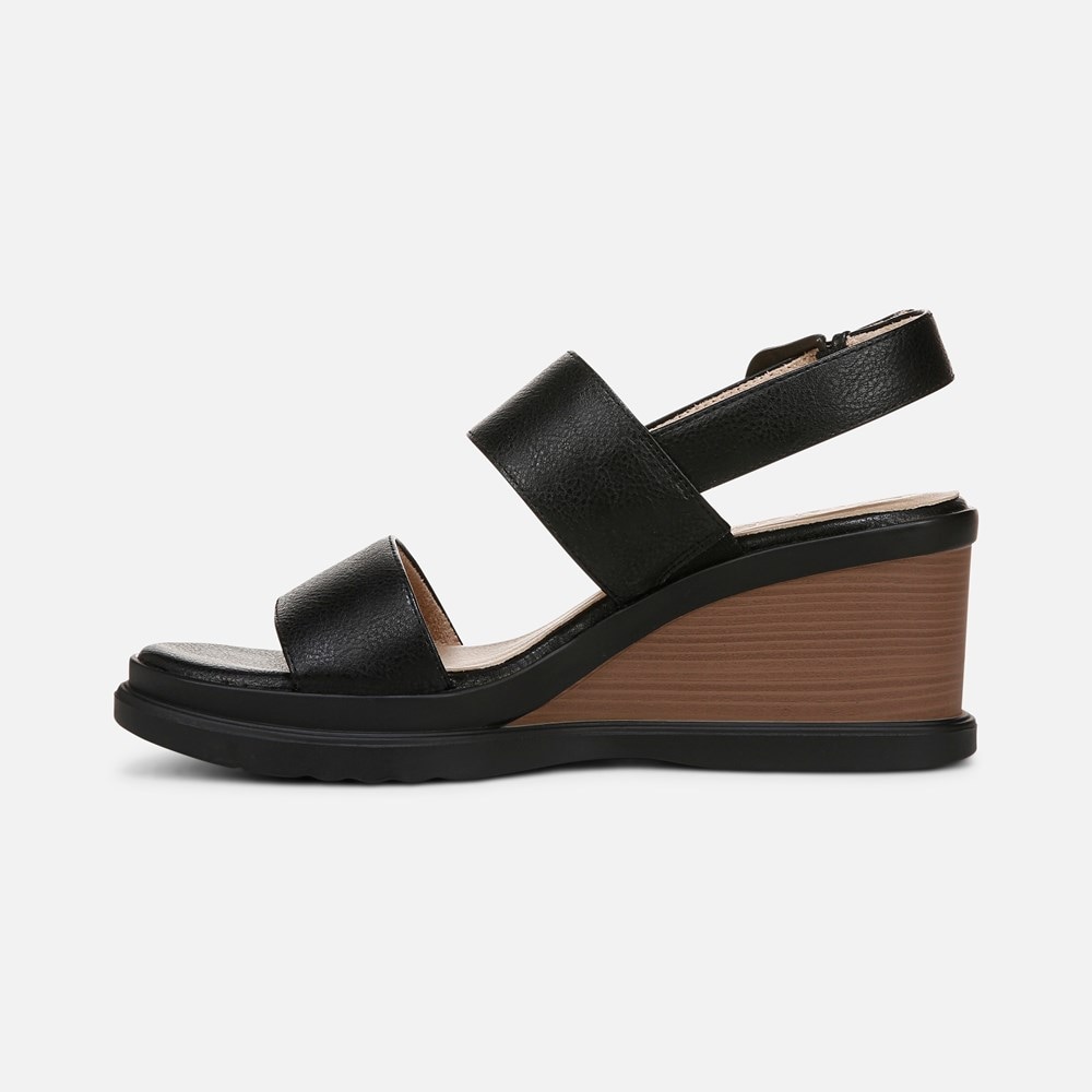 Naturalizer SOUL Livia Wedge Sandal - Black Faux Leather Naturalizer SOUL Livia Wedge Sandal - Black Faux Leather