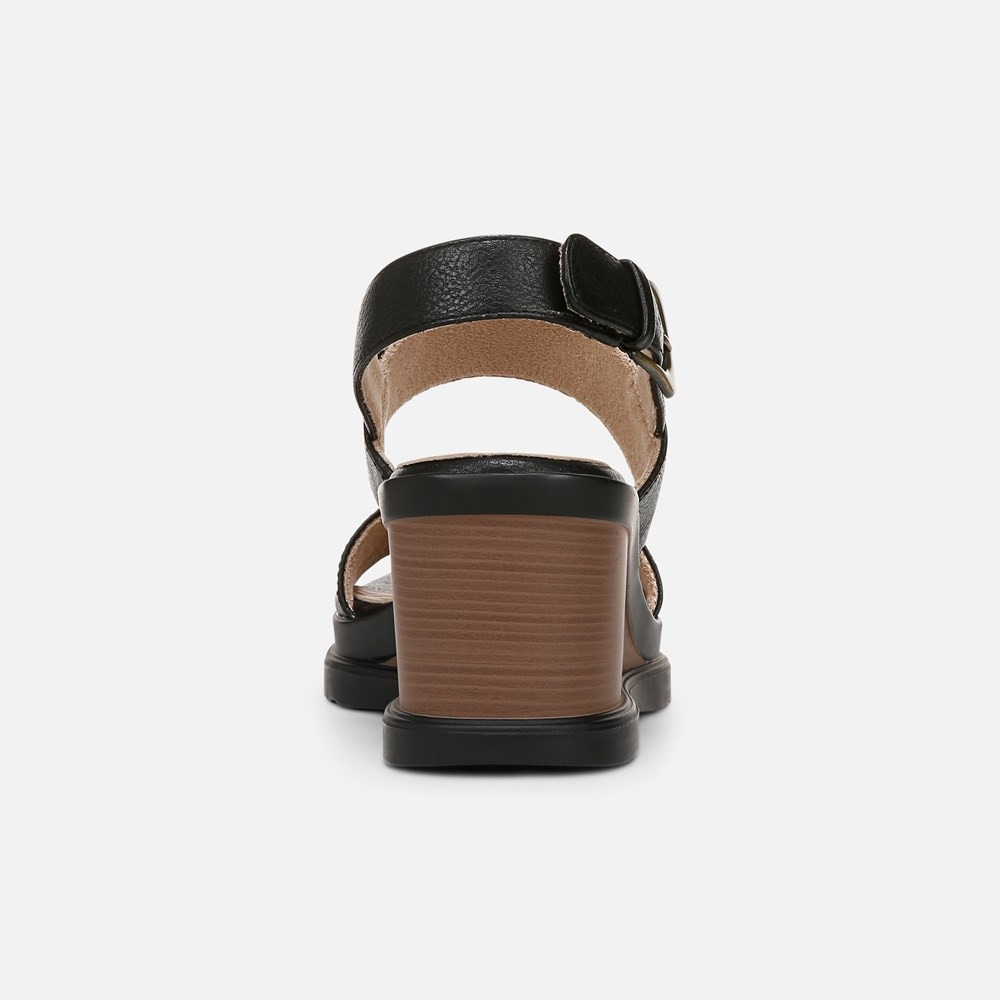 Naturalizer SOUL Livia Wedge Sandal - Black Faux Leather Naturalizer SOUL Livia Wedge Sandal - Black Faux Leather