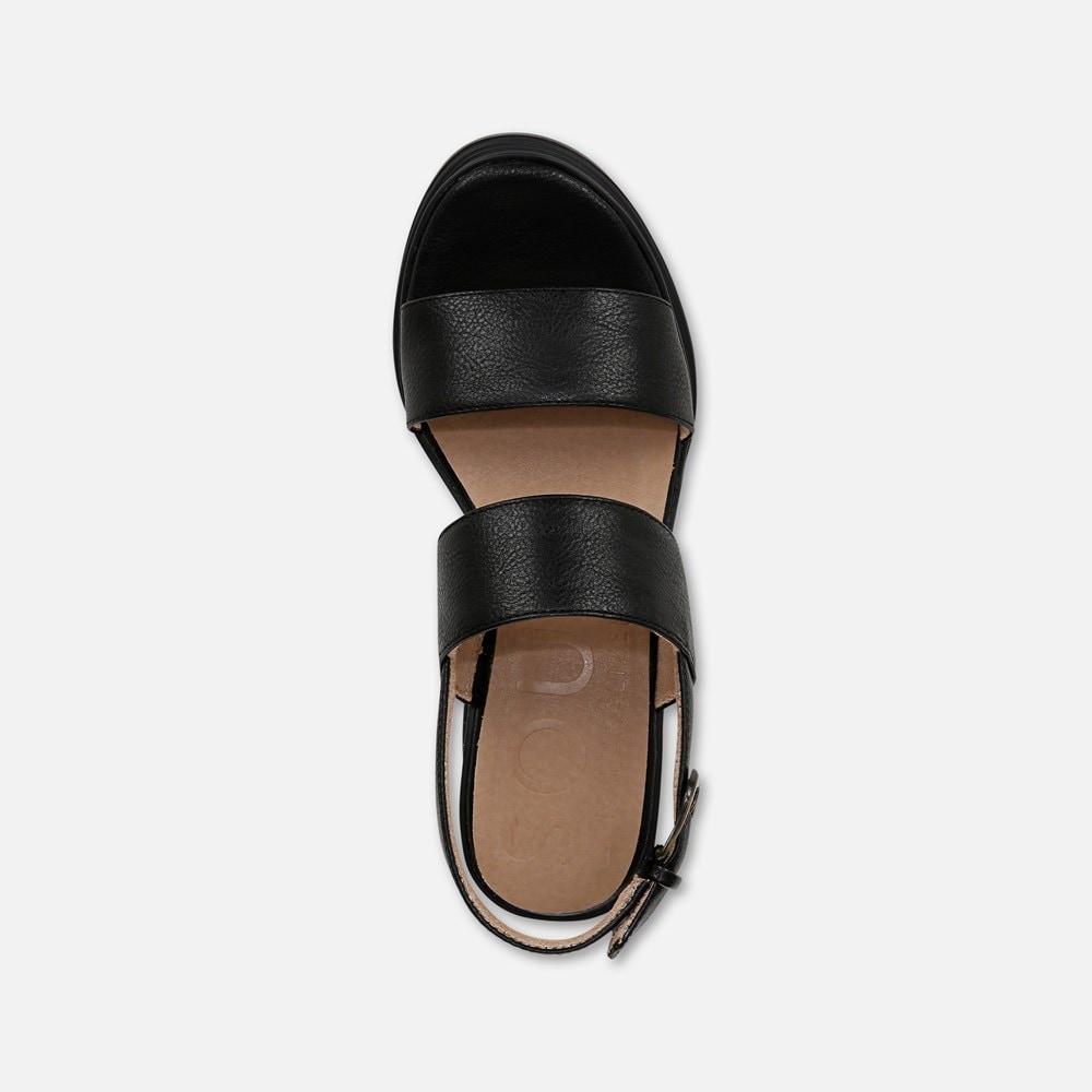 Naturalizer SOUL Livia Wedge Sandal - Black Faux Leather Naturalizer SOUL Livia Wedge Sandal - Black Faux Leather