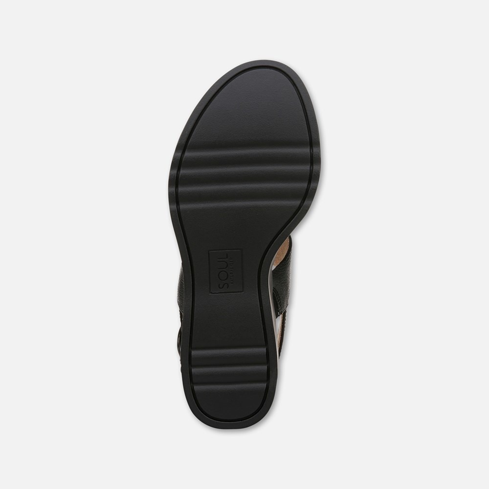 Naturalizer SOUL Livia Wedge Sandal - Black Faux Leather Naturalizer SOUL Livia Wedge Sandal - Black Faux Leather